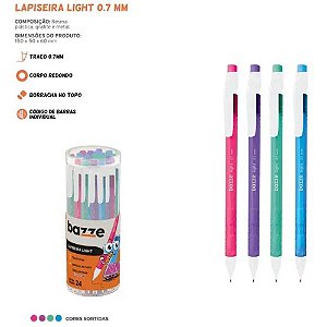 Lapiseira 0.7mm bazze light 4 cores c/borracha - summit (pote-24)