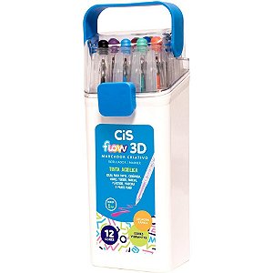 Marcador artistico cis flow 3d 12 cores (sortido) - sertic (estojo)