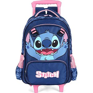 Mochila infantil com rodinha stitch g azul - luxcel (unidade)