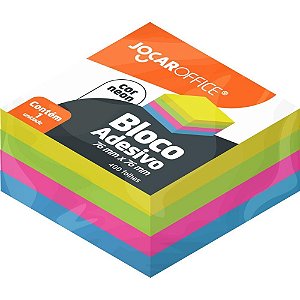 Bloco de recado autoadesivo jocar colorido neon 76x76 400f - leonora (unidade)
