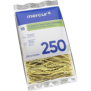 Elastico amarelo n.18 multiuso 250g 300pecas - mercur (pacote)