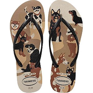 Chinelo havaianas feminino slim pets 33/4 dourado/preto - havaianas (par)