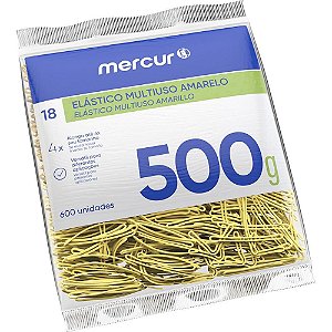 Elastico amarelo n.18 multiuso 500g 600pecas - mercur (pacote)