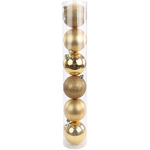 Artigo para decoracao natal bola 6cm fosca/lisa/glitter.ou - cromus (pct.c/06)