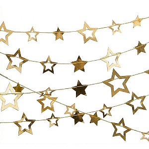Artigo para decoracao estrelas ouro cordao 1,50m - art lille (unidade)