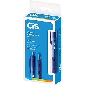 Caneta esferografica retratil cis linea 0.7mm azul - sertic (cx.c/12)