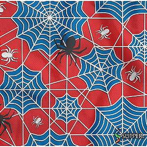 Tnt estampado 1,40m 40g teias aranha vermelho e azul - supper (rl-25mts)