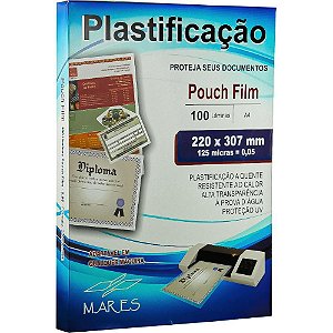 Plastico para plastificacao pouch film a4 220x307 (0,05) - mares (conj/100)