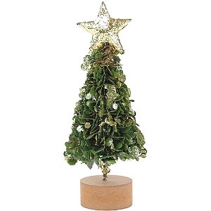 Artigo para decoracao natal arvore mini vd/ouro 22cm - cromus (unidade)