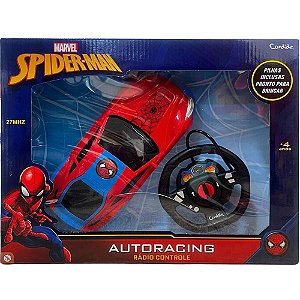 Carrinho controle remoto spider-man auto-racing 3f/pil - candide (unidade)