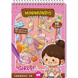 Livro com adesivos cenario 3d mini mundo girls - vale das letras (unidade)
