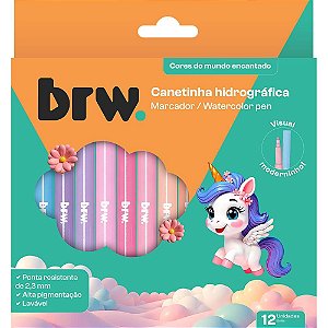 Caneta hidrografica unicornio 12 cores - brw (unidade)
