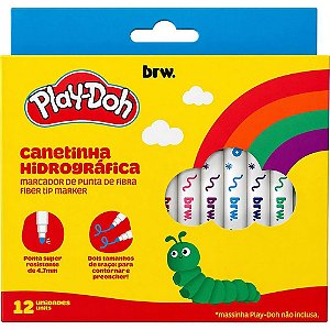Caneta hidrografica play-doh ponta conica 12cores - brw (estojo)