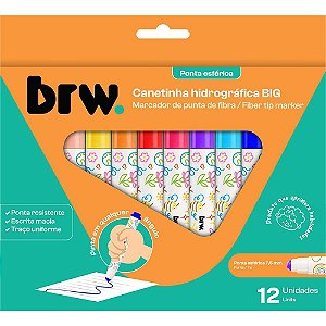 Caneta hidrografica jumbo big ponta esferica 12 cores - brw (unidade)