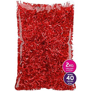 Palha para decoracao boop vermelha 2kg. - emfesta (pacote)