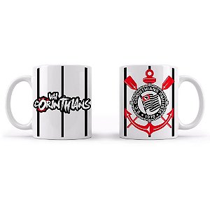 Caneca decorada corinthians porcelana 300ml - kit (unidade)