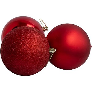 Artigo para decoracao natal bola 10cm fosca/lisa/glitt. vm - kit (pct.c/03)