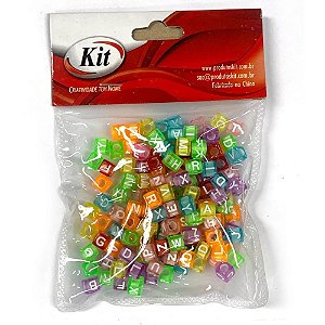 Micanga conta dado letras 6x6mm 25g tp - kit (pacote)