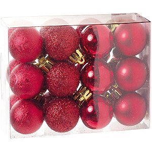 Artigo para decoracao natal bola mini 3cm fosca vermelha - cromus (pct.c/24)