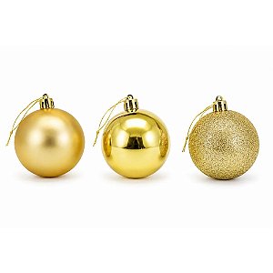 Artigo para decoracao natal bola 10cm fosca/lisa/glit.ouro - kit (pct.c/03)