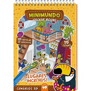 Livro com adesivos cenario 3d mini mundo lugares - vale das letras (unidade)
