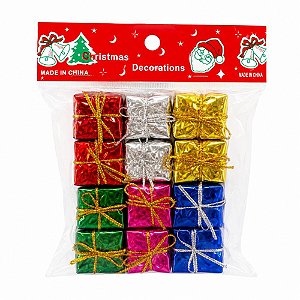 Artigo para decoracao natal enfeite cx.presente color.2,5c - kit (pct.c/12)