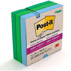 Bloco de recado post-it oasis rec. 76x76mm 3 bl. 90 fl - 3m (unidade)
