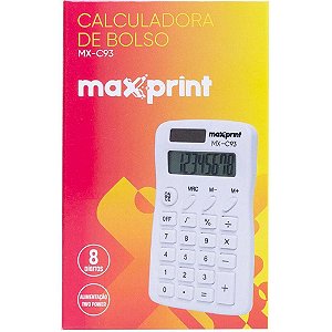 Calculadora de bolso 8dig. branco mx-c93 - maxprint (unidade)