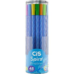 Caneta com ponta porosa cis spiro fineliner 0.4mm sort - sertic (pote-48)