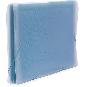 Pasta sanfonada plastica a4 12 divisoes fusion azul - polibras (unidade)