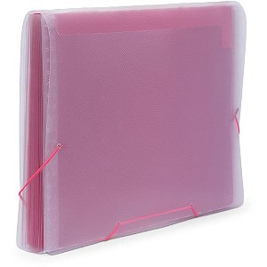 Pasta sanfonada plastica a4 12 divisoes fusion pink - polibras (unidade)