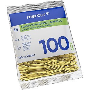 Elastico amarelo n.18 multiuso 100g 120pecas - mercur (pacote)