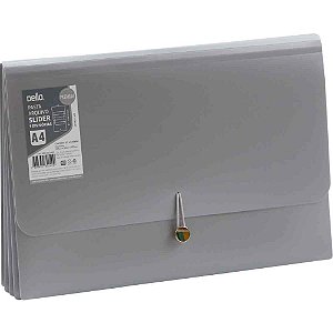 Pasta sanfonada plastica a4 5 div. premium desliz. cinz - dello (unidade)