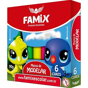 Massa para modelar 06 cores 90g - famix (pct.c/06)