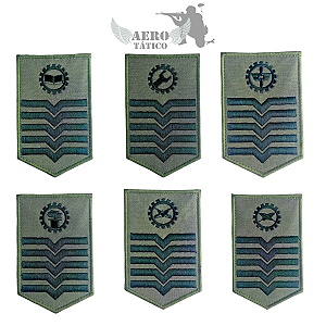 Divisa de Braço 1º SGT ADM/GBAS/IEM/MNT/PRV/SGS/SUP EM TECIDO VERDE (Par)