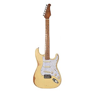 Guitarra Seizi Stratocaster Shinobi Relic Cream Com Case