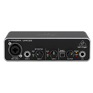 Interface De Áudio Behringer Umc22 Usb 2 Canais