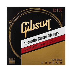Encordoamento Gibson Violão Aço 012 053 Coated 80/20 Light