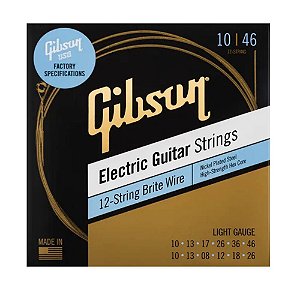 Encordoamento Gibson Guitarra 12 cordas 010 046 Brite Wire