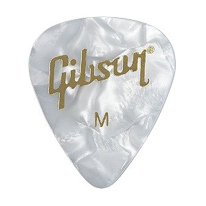 Palheta Gibson Pearloid Média Branca 12 Unidades