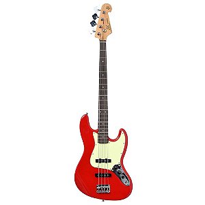 Baixo Sx 4 Cordas Jazz Bass Sjb62 Vermelho Com Bag