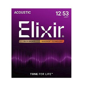 Encordoamento Violão Elixir 012 053 80/20 Bronze Nanoweb