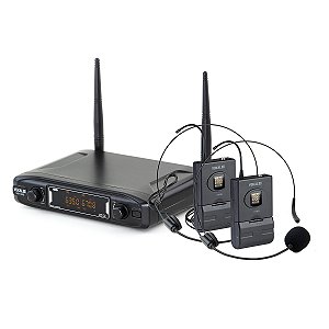 Microfone Sem Fio Vokal Duplo Headset Uhf VS148DH