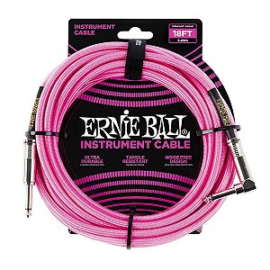 Cabo Ernie Ball P10 Em L Têxtil 18ft 5,49m Neon Rosa Blindado