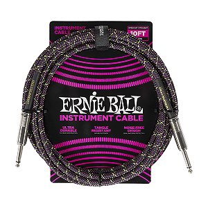 Cabo Ernie Ball P10 Plug Reto 10ft 3,05m Têxtil Purple Python