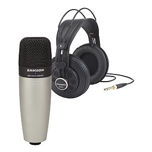 Kit Samson Com 1 Microfone Condensador C01 E 1 Fone De Estúdio SR850 - C01850