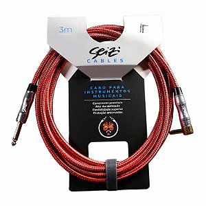 Cabo Seizi Para Guitarra Violão Baixo P10L 3m Têxtil Vermelho Preto