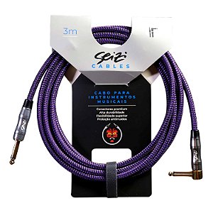 Cabo Seizi Para Guitarra Violão Baixo P10L 3m Têxtil Roxo