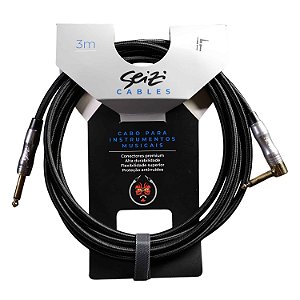 Cabo Seizi Para Guitarra Violão Baixo P10L 3m Têxtil Preto