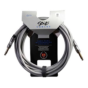 Cabo Seizi Para Guitarra Violão Baixo P10 6m Têxtil Naval Cinza